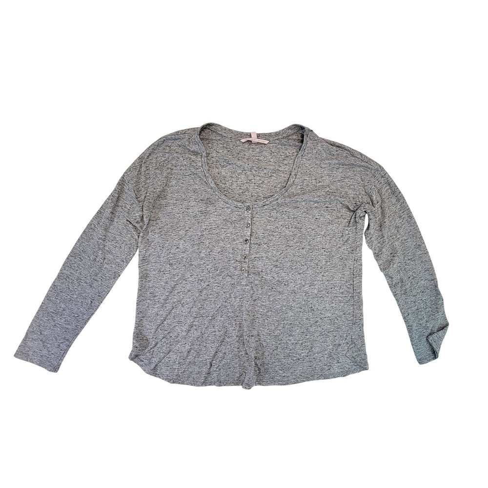 Victoria's Secret Grey Heathered Long Sleeve Henley Top XS